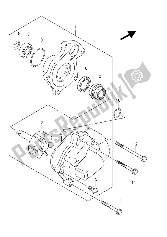 All parts for the Water Pump of the Suzuki UH 125 Burgman 2009