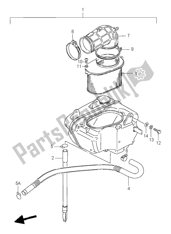 All parts for the Air Cleaner (rear) of the Suzuki VS 600 Intruder 1996