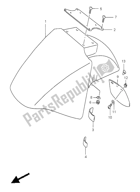 Tutte le parti per il Parafango Anteriore del Suzuki GSX 750F 1997