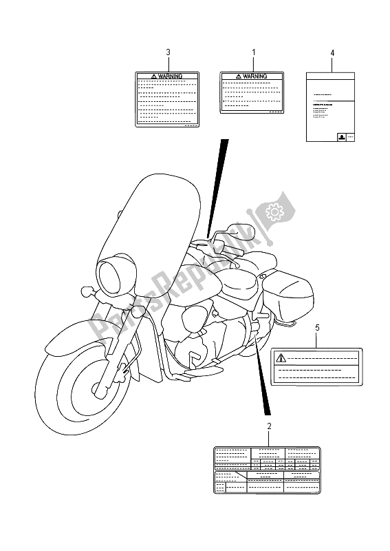 Todas as partes de Etiqueta (e19) do Suzuki VL 1500 BT Intruder 2015