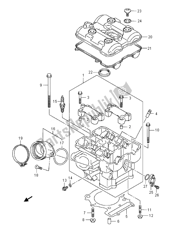 Todas las partes para Culata (trasera) de Suzuki DL 1000A V Strom 2014