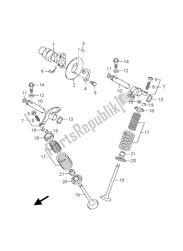 All parts for the Camshaft & Valve of the Suzuki GZ 125 Marauder 2006