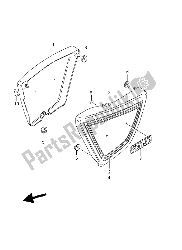 All parts for the Frame Cover of the Suzuki GN 125E 1996