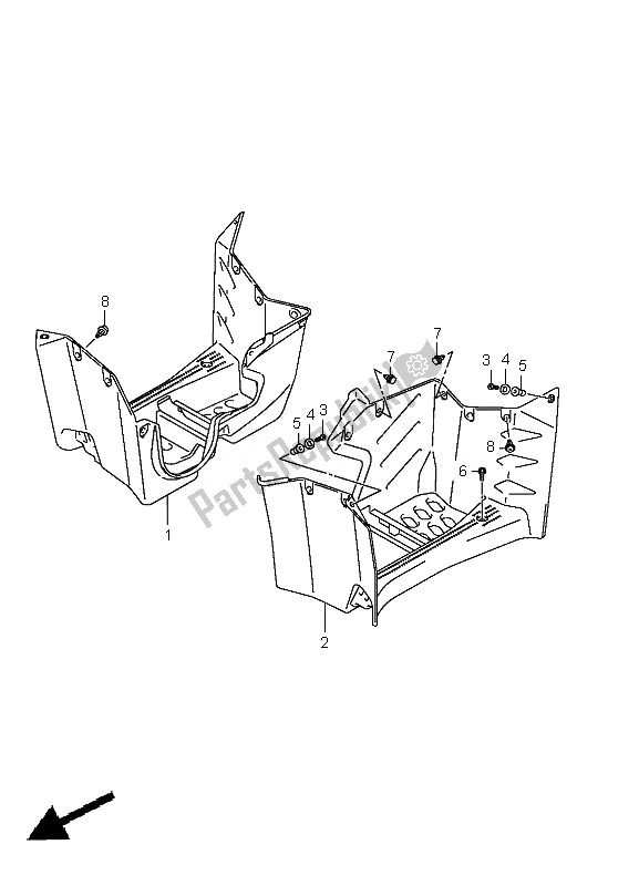 Tutte le parti per il Parafango Poggiapiedi del Suzuki LT A 400 Kingquad 4X2 2010