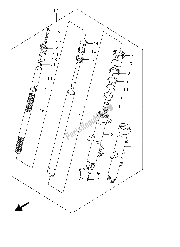 Tutte le parti per il Ammortizzatore Anteriore del Suzuki DL 650 V Strom 2004