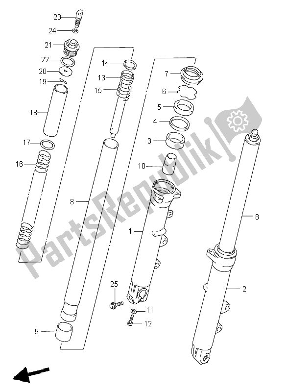 Todas as partes de Amortecedor Dianteiro do Suzuki RF 600R 1997