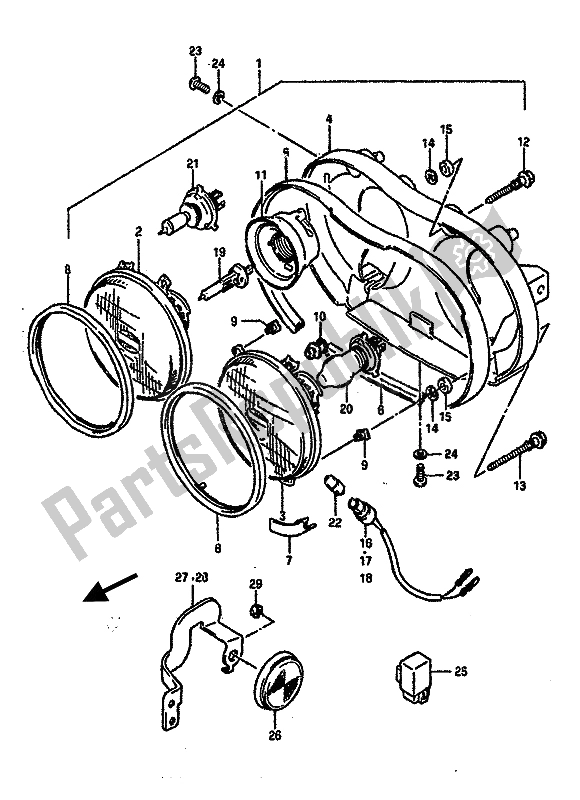 Tutte le parti per il Faro del Suzuki GSX R 750 1988