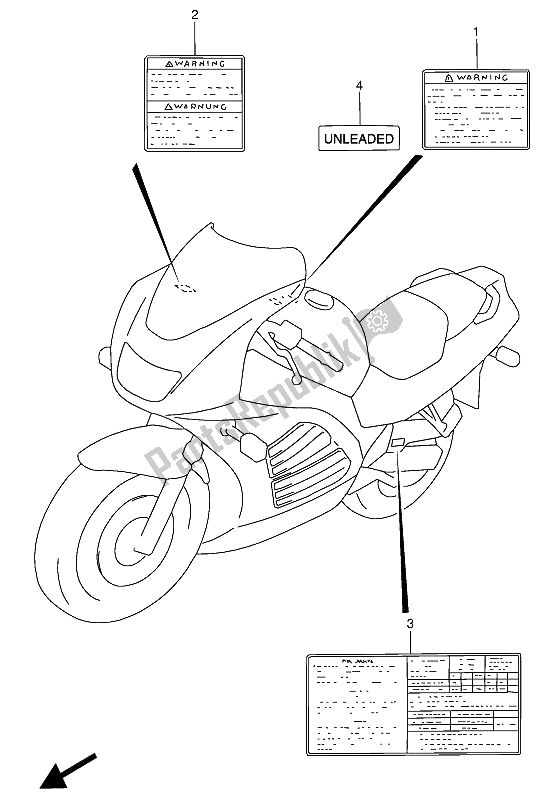 Wszystkie części do Etykieta Suzuki RF 600 RU 1994