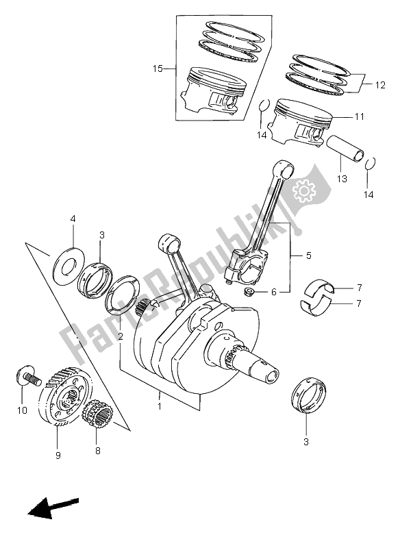 All parts for the Crankshaft of the Suzuki VS 800 Intruder 2000