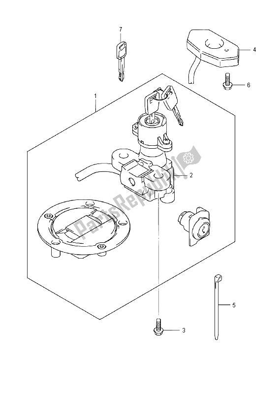 All parts for the Lock Set of the Suzuki DL 1000A V Strom 2014