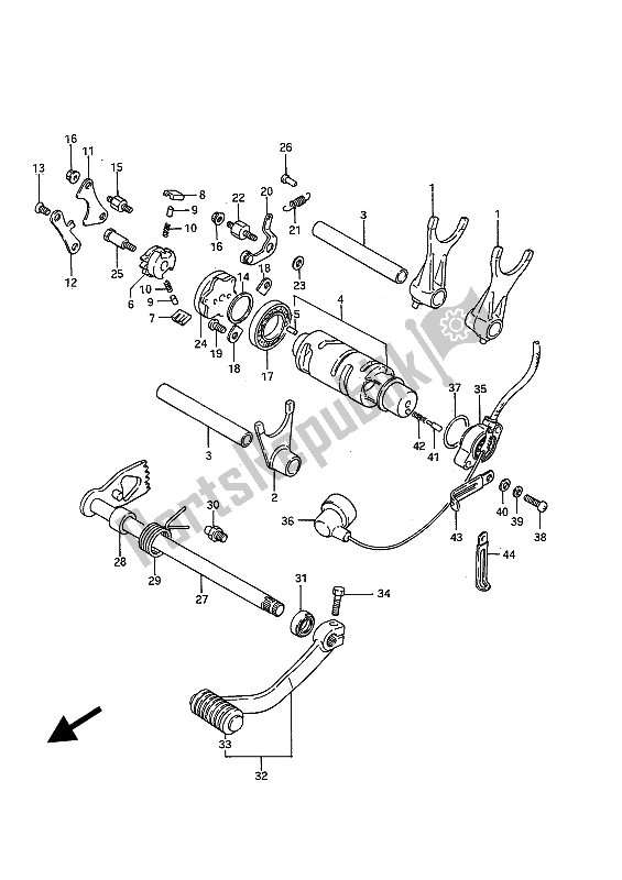 All parts for the Gear Shifting of the Suzuki VS 750 Glfp Intruder 1986