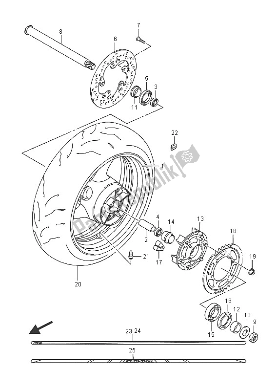 Tutte le parti per il Ruota Posteriore del Suzuki GSX R 750 2016