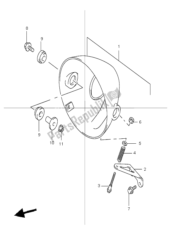 All parts for the Headlamp Housing (with Out Cowling) of the Suzuki GSF 600 NS Bandit 2001