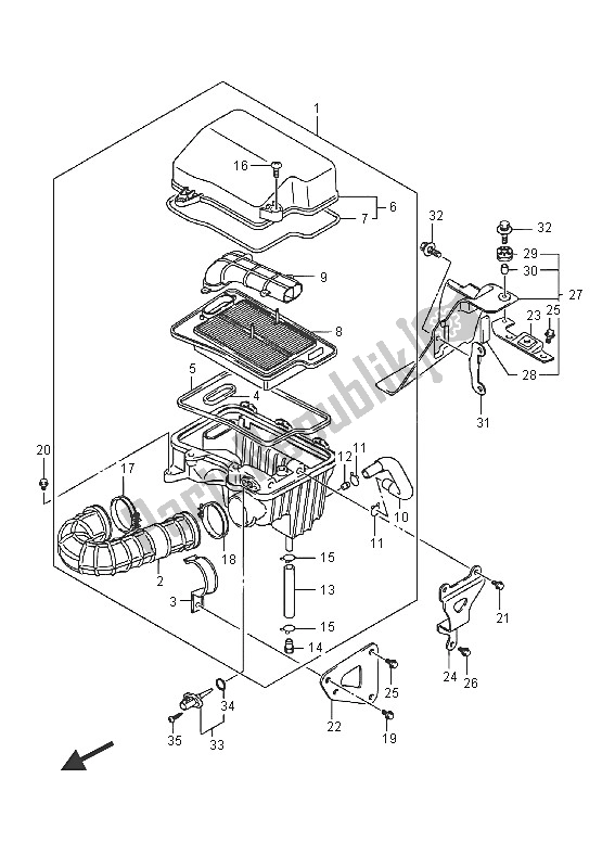 All parts for the Air Cleaner of the Suzuki Burgman AN 400 ZZA 2016