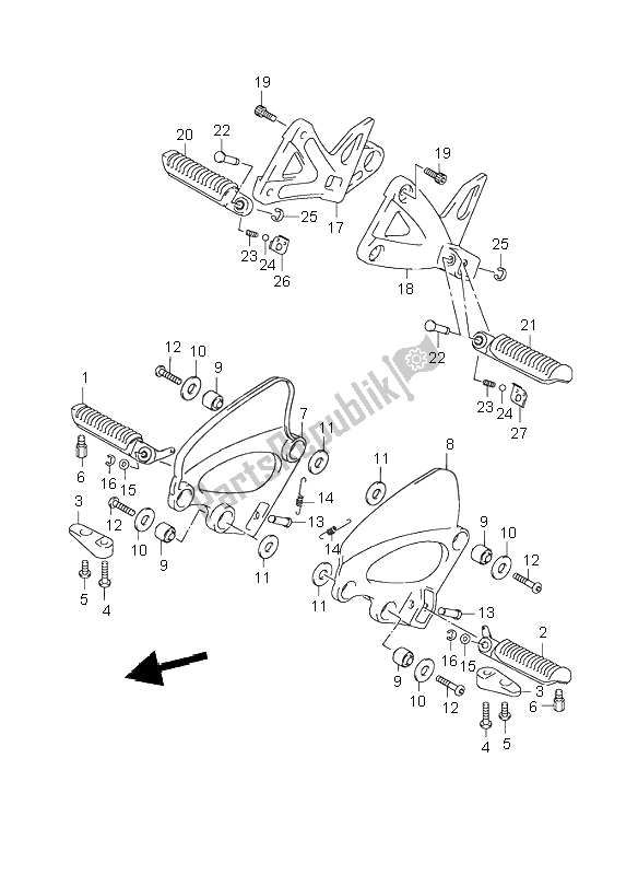 Tutte le parti per il Poggiapiedi del Suzuki GSX 750F 2001