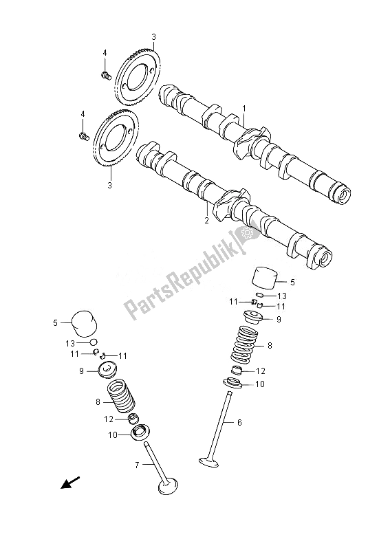 All parts for the Camshaft & Valve of the Suzuki GSF 1250 SA Bandit 2014