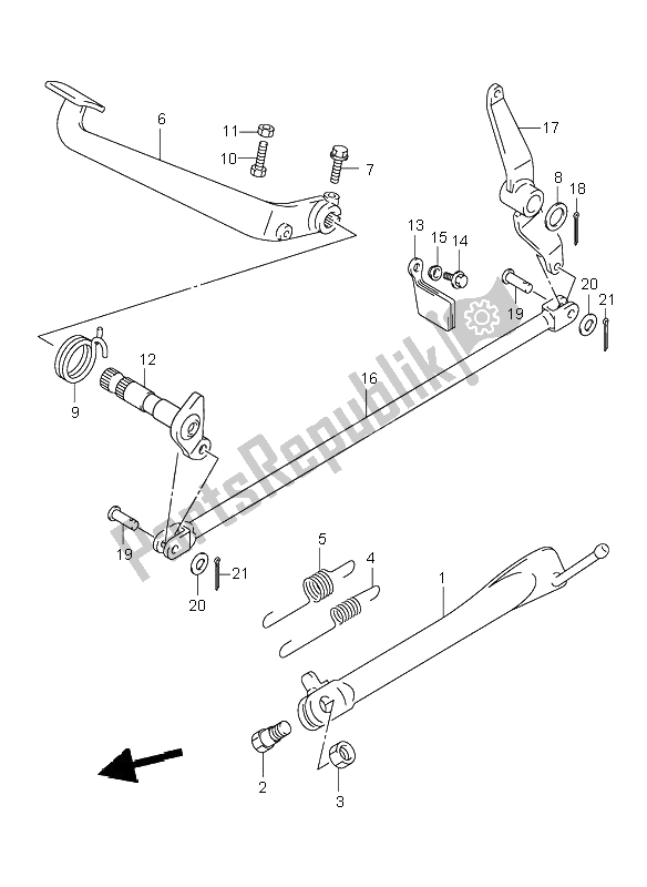 All parts for the Stand & Rear Brake of the Suzuki VL 250 Intruder 2001