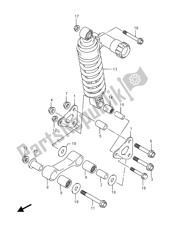 Todas as partes de Alavanca De Almofada Traseira do Suzuki DL 1000A V Strom 2015