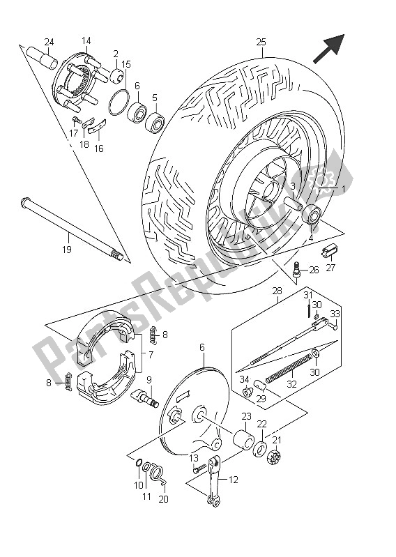 Tutte le parti per il Ruota Posteriore (vl800cue E19) del Suzuki C 800 VL Intruder 2011