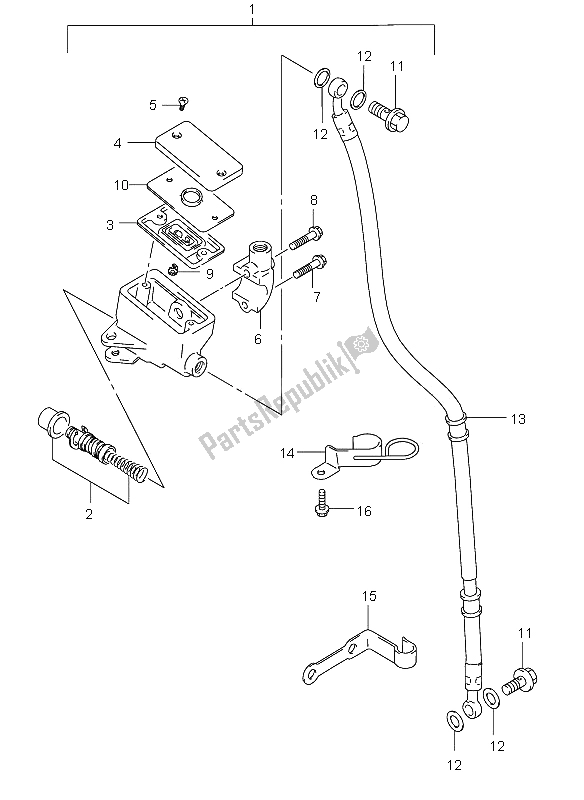 Toutes les pièces pour le Maître-cylindre Avant du Suzuki GZ 125 Marauder 2002