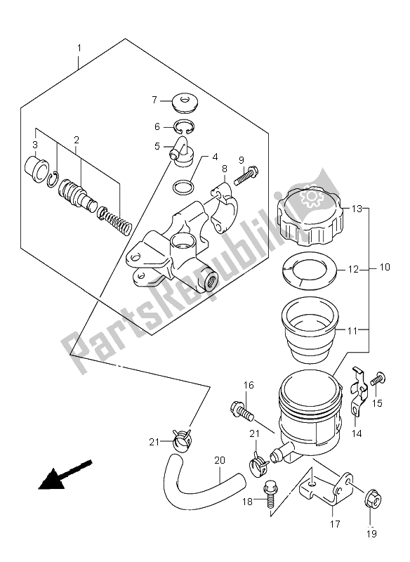 Wszystkie części do Przedni Cylinder G?ówny (sv1000s-s1-s2) Suzuki SV 1000 NS 2005