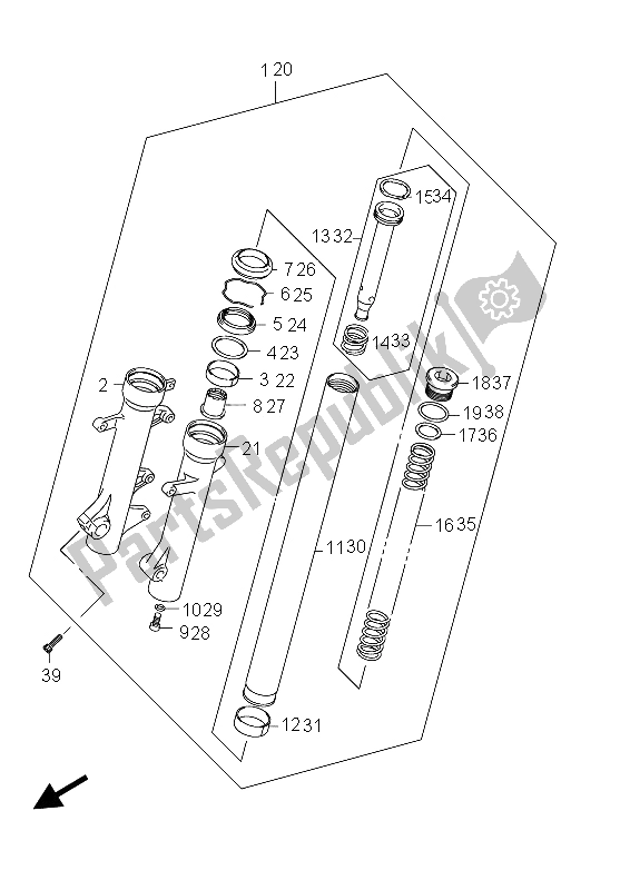 Tutte le parti per il Ammortizzatore Forcella Anteriore (an400za E02) del Suzuki Burgman AN 400 AZA 2012