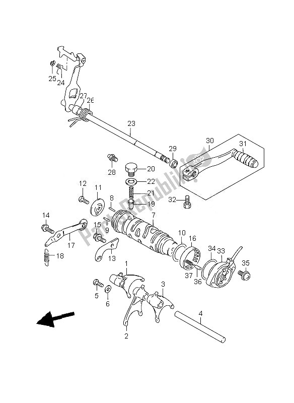 All parts for the Gear Shift of the Suzuki GS 500 EF 2007