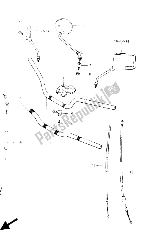 All parts for the Handlebar of the Suzuki GSX 400S 1986