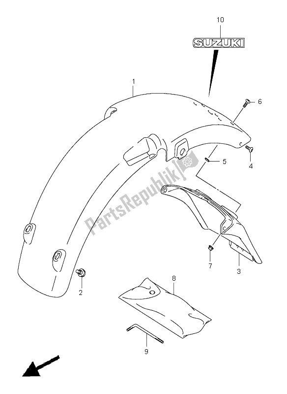 All parts for the Rear Fender of the Suzuki RV 125 Vanvan 2005