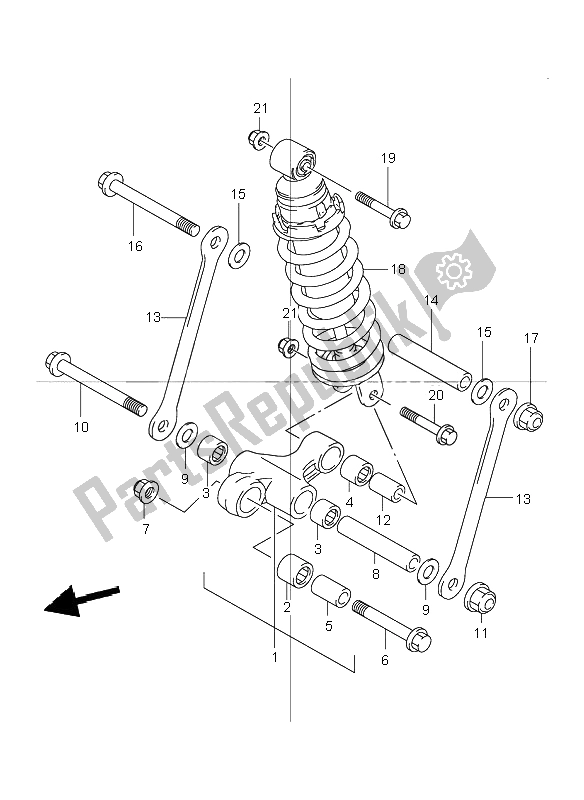 All parts for the Rear Cushion Lever of the Suzuki GSF 600 NS Bandit 2000