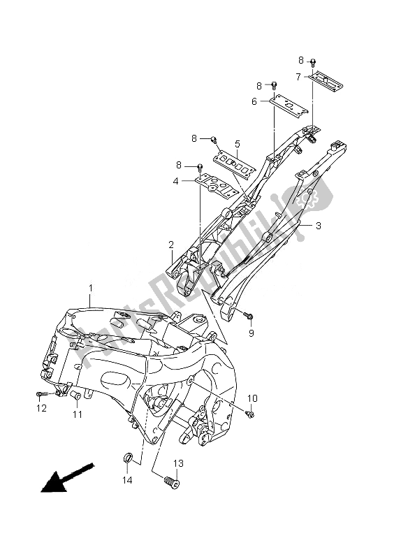 Tutte le parti per il Telaio del Suzuki GSX R 600 2010