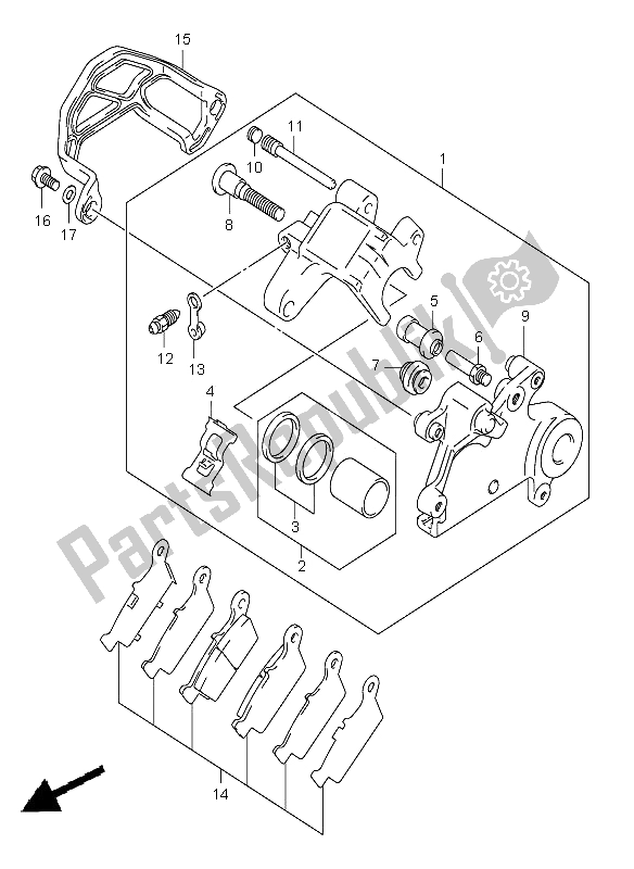 Alle onderdelen voor de Remklauw Achter van de Suzuki DR Z 400E 2005