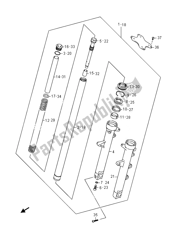 Toutes les pièces pour le Amortisseur De Fourche Avant du Suzuki GW 250 Inazuma 2014