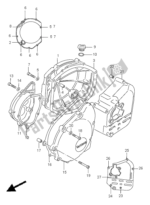 Todas las partes para Tapa Del Cárter de Suzuki GSF 1200 Nssa Bandit 1998