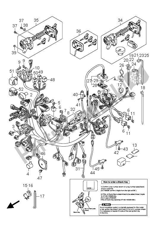 All parts for the Wiring Harness (an650a E51) of the Suzuki AN 650A Burgman Executive 2009