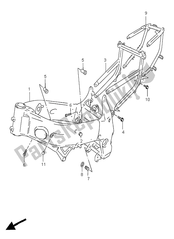 All parts for the Frame of the Suzuki GSX R 750 1996