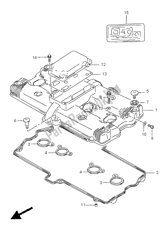 All parts for the Cylinder Head Cover of the Suzuki GSF 1200 Nssa Bandit 1998