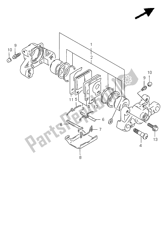 All parts for the Rear Caliper (gsf1200-s) of the Suzuki GSF 1200 Nssa Bandit 1998