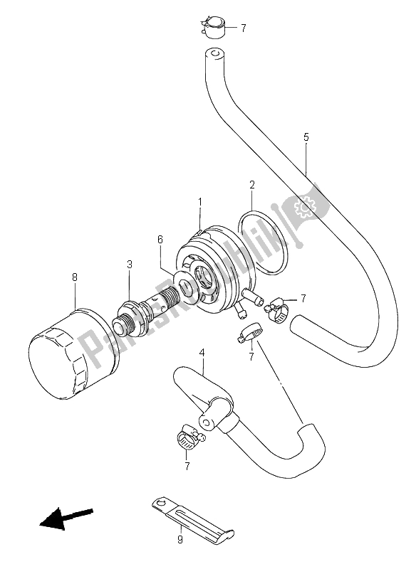 Todas as partes de Resfriador De óleo E Filtro De óleo do Suzuki RF 600R 1997