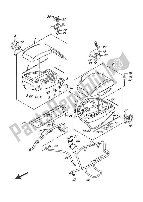 Toutes les pièces pour le Sac Latéral du Suzuki VL 1500 BT Intruder 2016