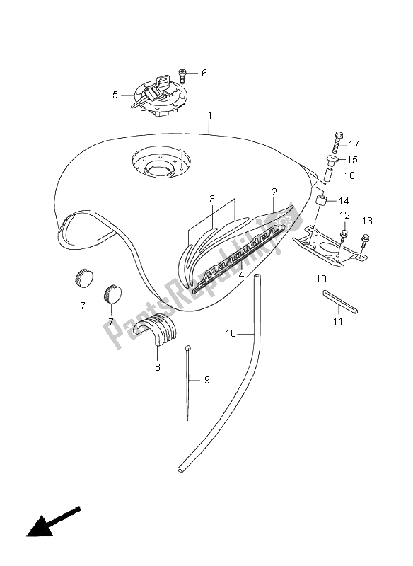 Wszystkie części do Zbiornik Paliwa Suzuki VZ 800 Marauder 2001
