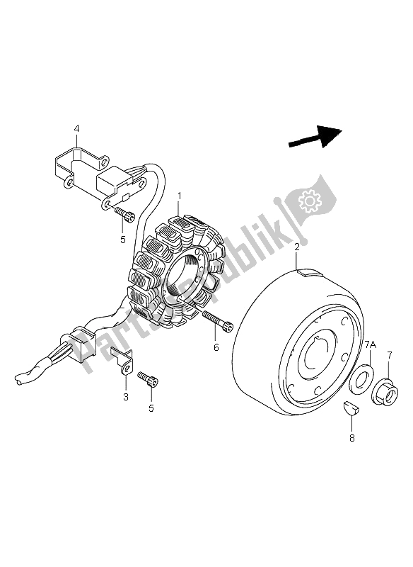 All parts for the Magneto of the Suzuki DR Z 400S 2001