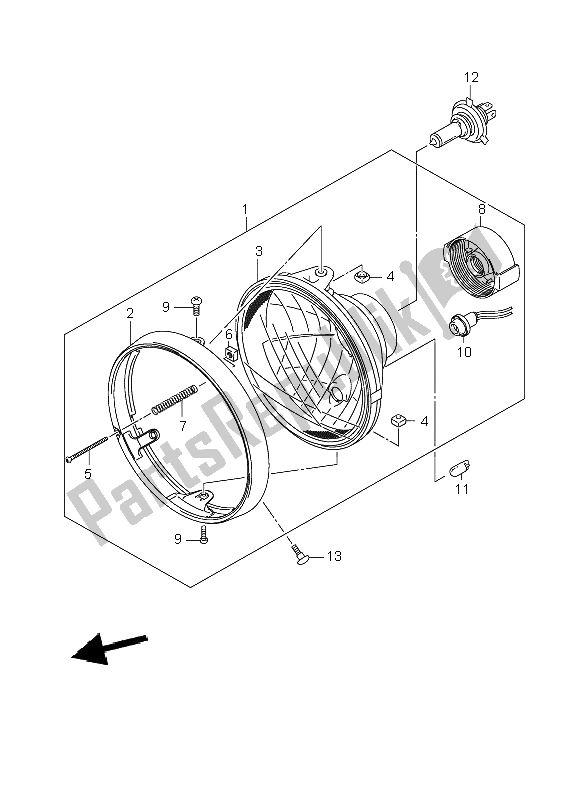 Tutte le parti per il Lampada Frontale Assy (e2-e19) del Suzuki GSX 1400 2006