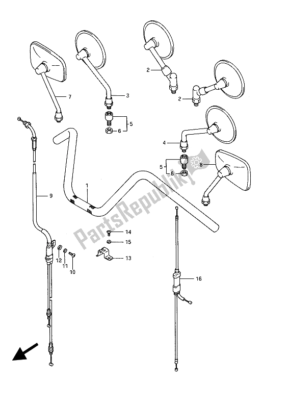 Todas las partes para Manillar (vs1400glp) de Suzuki VS 1400 Glpf Intruder 1987