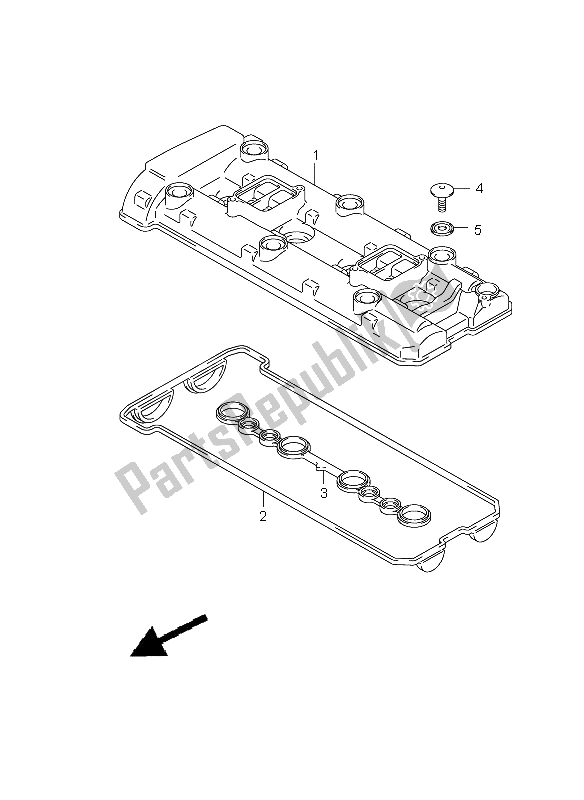 All parts for the Cylinder Head Cover of the Suzuki GSX 1300 BKA B King 2009