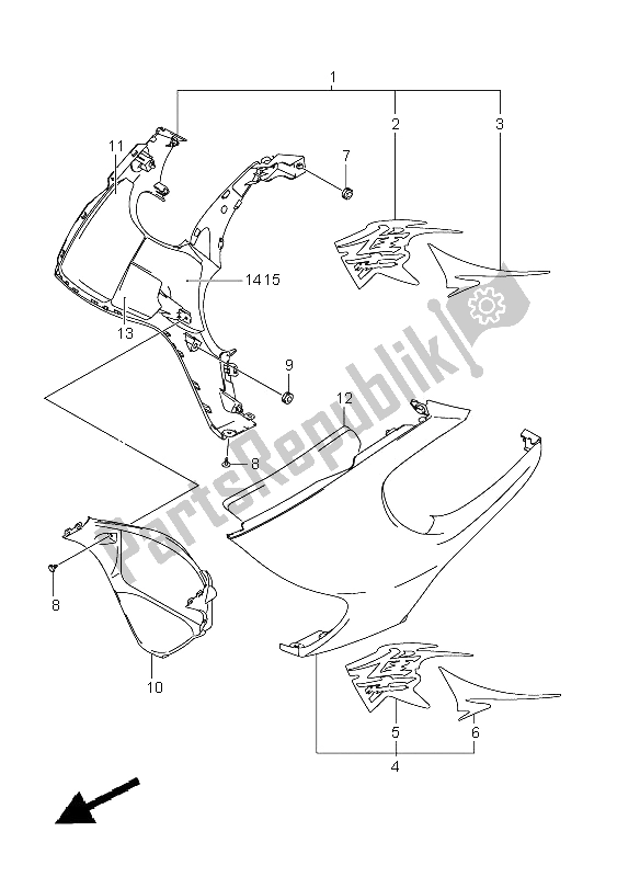 All parts for the Side Cowling (gsx1300r E51) of the Suzuki GSX 1300R Hayabusa 2011