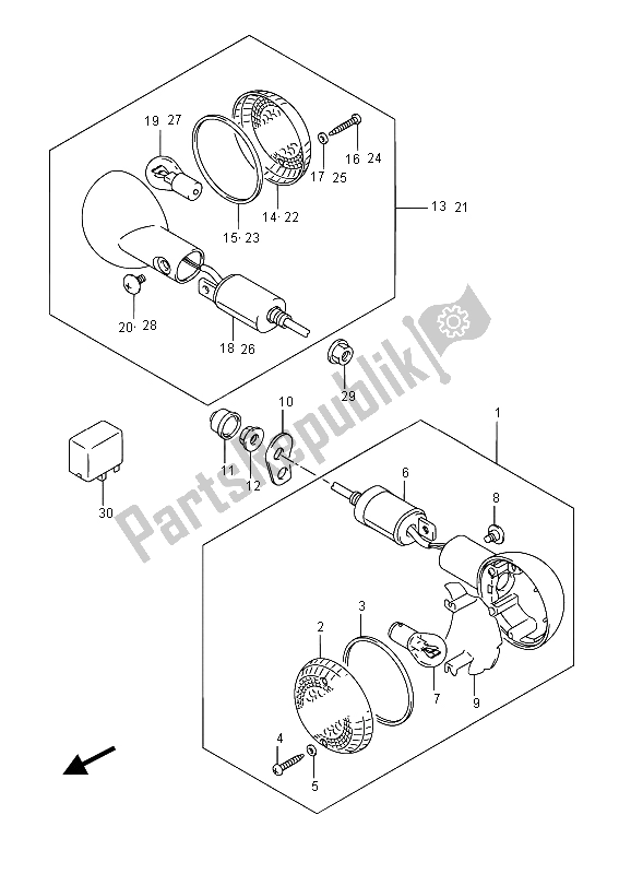 Todas las partes para Lámpara De Señal De Giro de Suzuki RV 125 2015