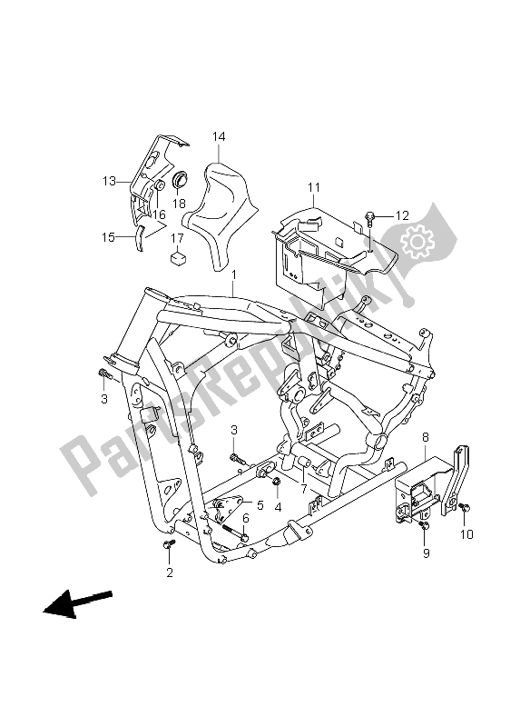 Todas as partes de Quadro, Armação do Suzuki VL 800C Volusia 2008