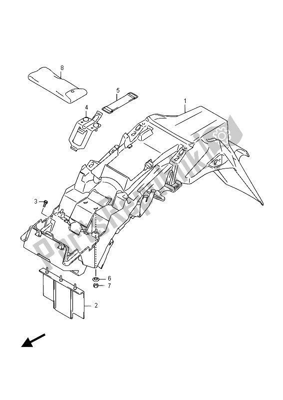 All parts for the Rear Fender of the Suzuki GW 250 Inazuma 2015
