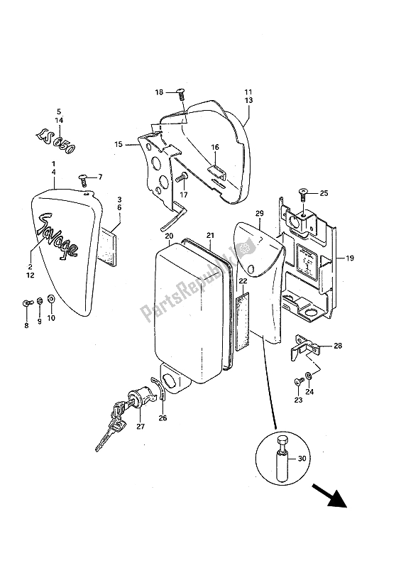 Tutte le parti per il Copertura Del Telaio del Suzuki LS 650P Savage 1991